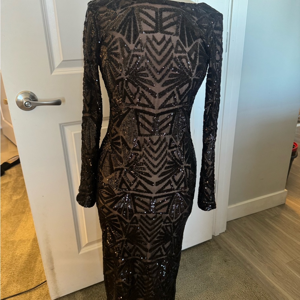 Dress the Population Black Sequin Long Sleeve Dress